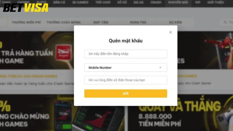 Dùng tính năng quên mật khẩu để khôi phục